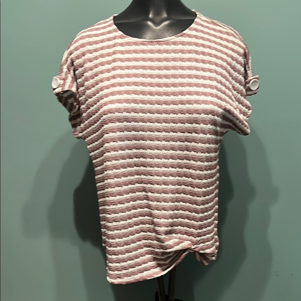 Lavish Brand Striped Pink and White Women's Top